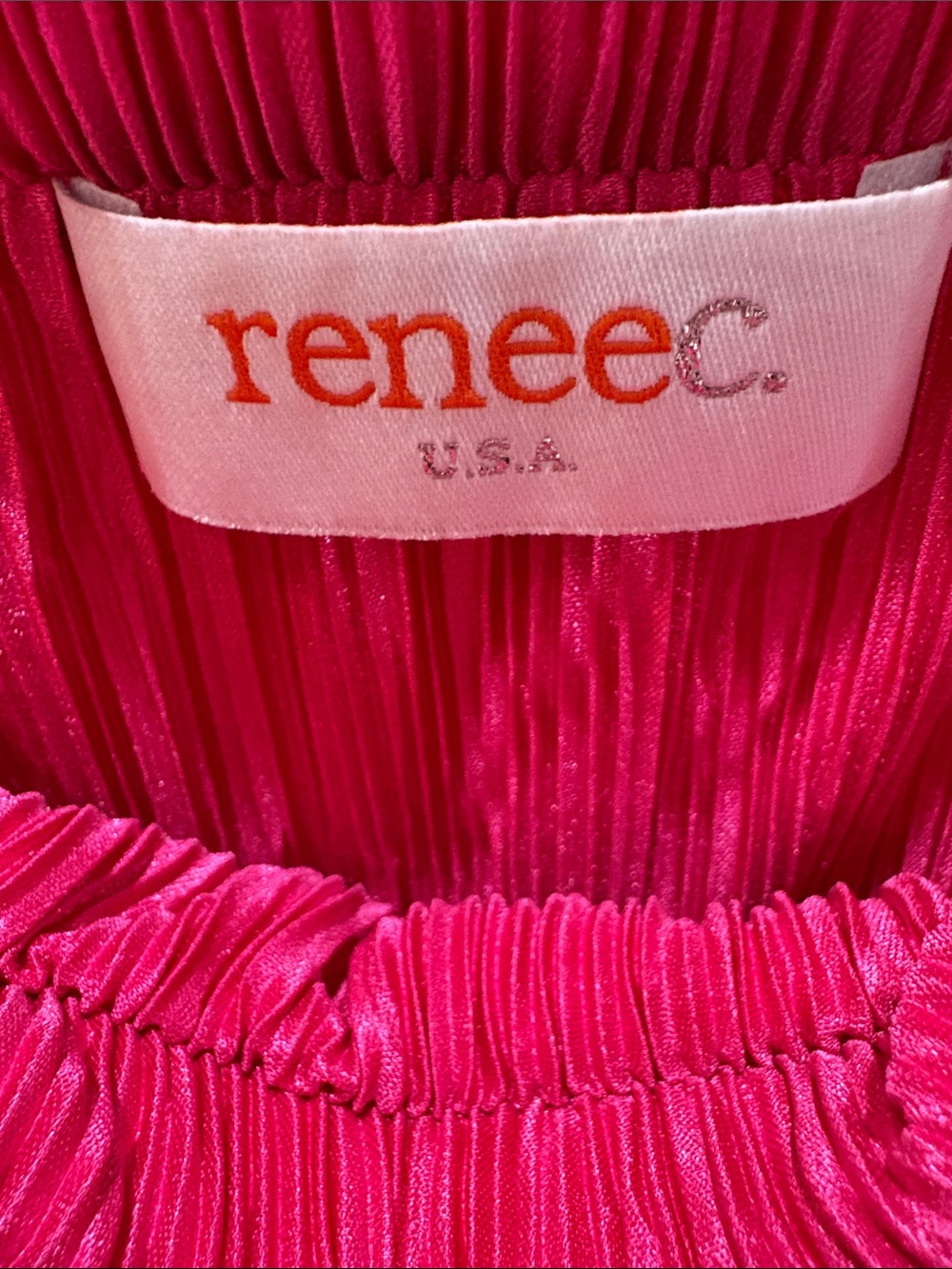 Renee C. Strapless Pleated Romper in Hot Pink - Picture 3 of 3